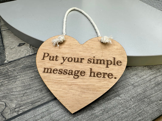 Personalised Heart-Shaped Wooden Hanging Sign – Custom Engraved Plaque