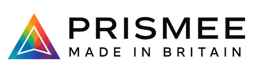 PRISMEE logo with a rainbow triangle on a white background